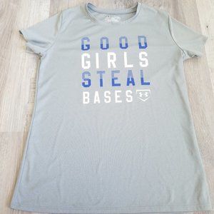 Good Girls Steal Bases Softball T-Shirt Girls L